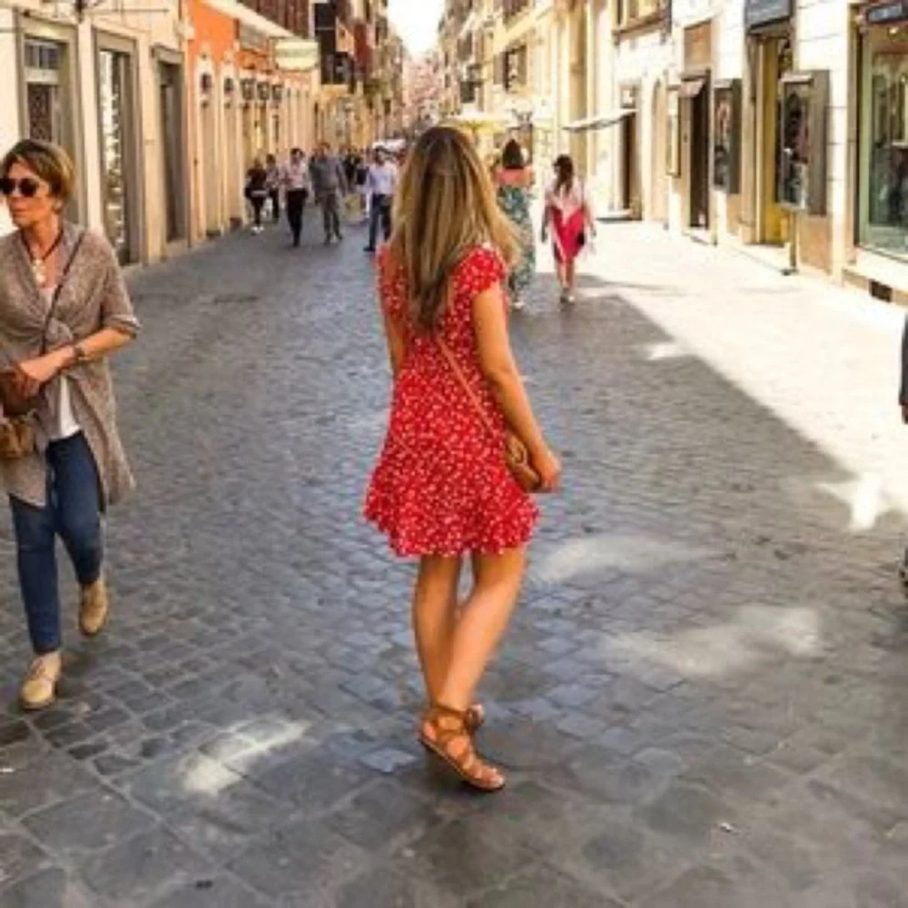 J. CREW FACTORY | Red Floral Faux Wrap Dress 2 - Picture 6 of 10